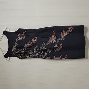 Tommy Bahama sz 4 black floral silk sheath dress. Fully lined sleeveless